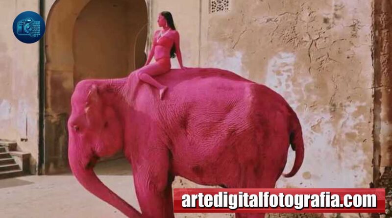 Fotógrafa rusa enfrenta críticas por pintar un elefante rosa en Jaipur